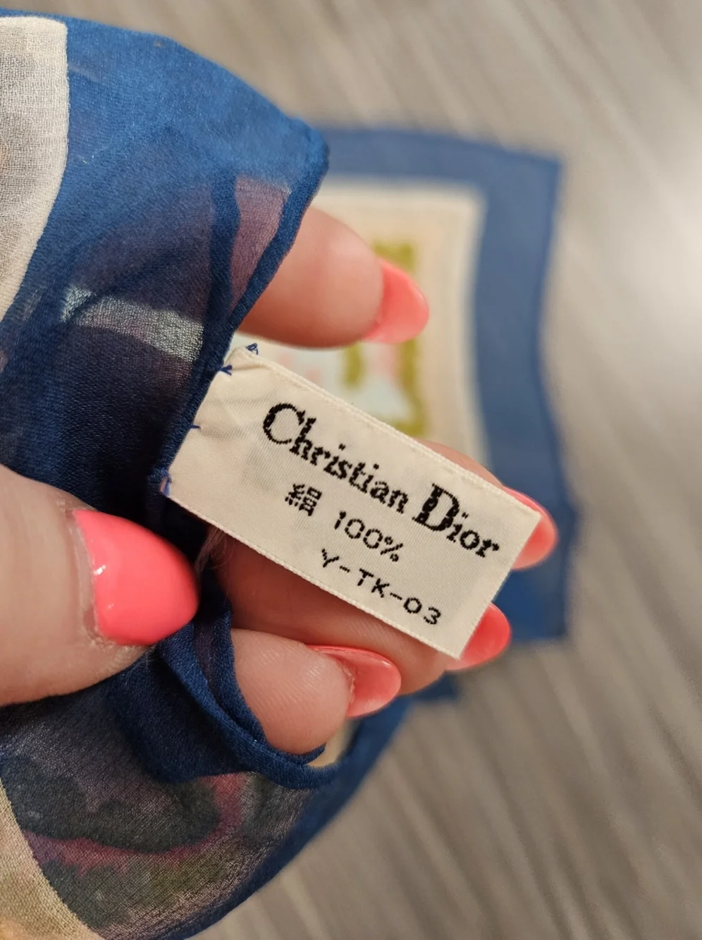 Christian Dior Vintage Floral Silk Stole Scarf In Original Envelope Box Package